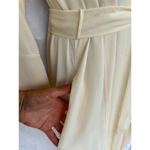 La Perla 100% Silk GEORGETTE Size 2 Long Ivory Dressing Robe Italy VINTAGE 90’s - Picture 11 of 16